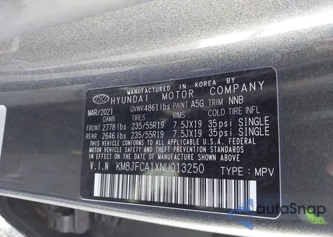 2022 Hyundai Tucson Hybrid Sel Convenience z USA, uszkodzony, nr VIN KM8JFCA1XNU013250